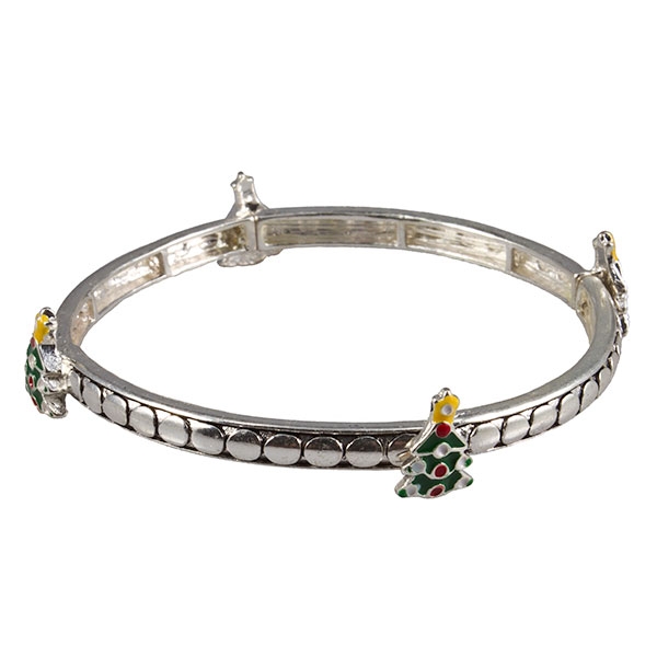 Wholesale silver Christmas holidays bracelet bas relief dentils small red white