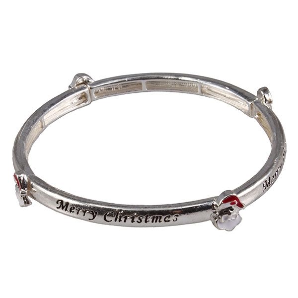 Wholesale silver Christmas Holiday bracelet Merry Christmas inscription attached