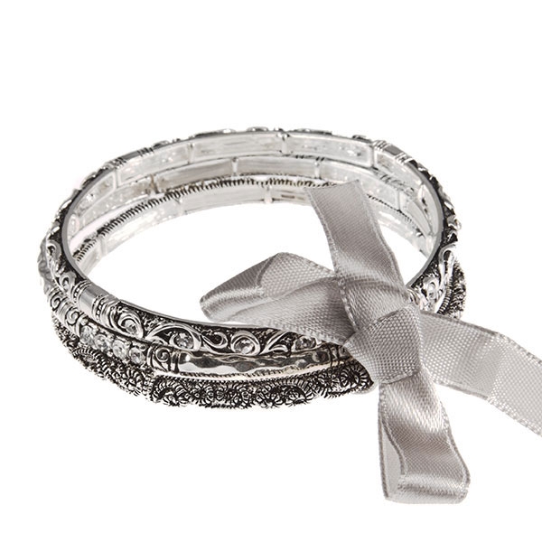 Wholesale polished silver finish bangle bracelet bas relief brilliant crystal rh