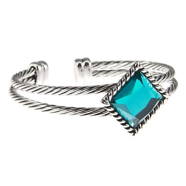 Wholesale silver finish bracelet large aqua cabochon