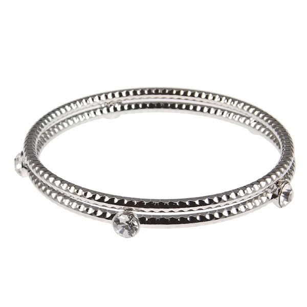 Wholesale silver bangle bracelets one faceted crystal rhinestones