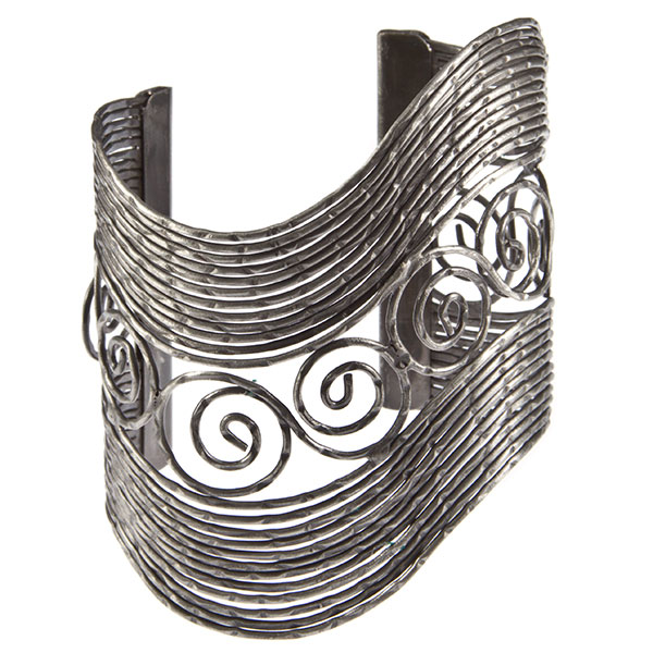 Wholesale silver cuff bracelet wavy wire swirl