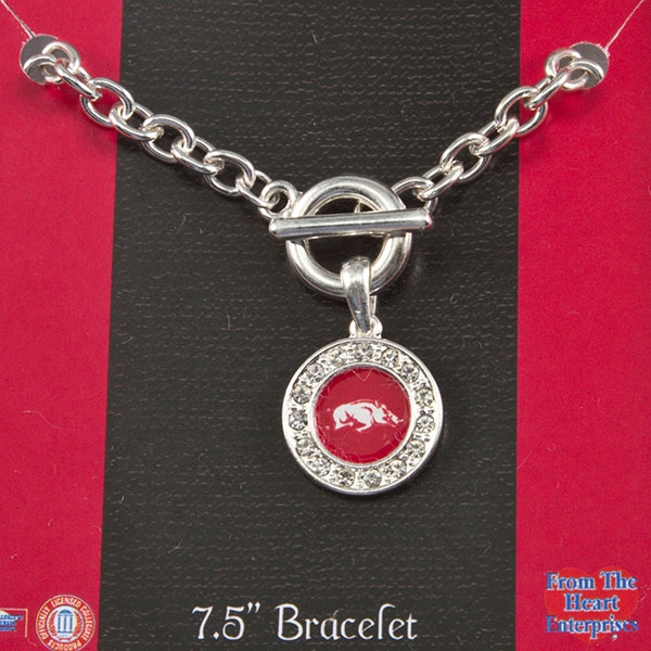 Wholesale arkansas silver chain bracelet medallion crystal rhinestones