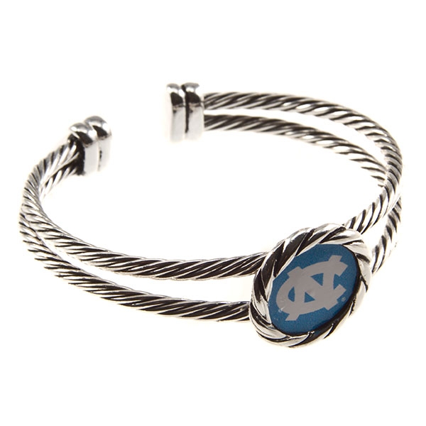 Wholesale university North Carolina silver braided double band bracelet