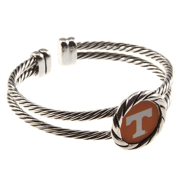 Wholesale university Tennessee silver braided double band bracelet