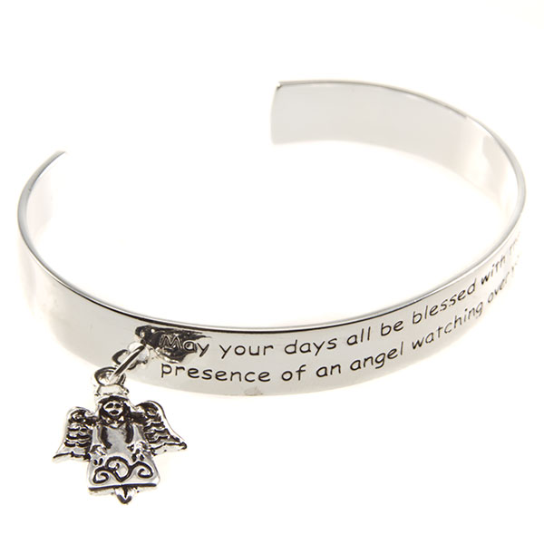 Wholesale silver angel bracelet inscription angel charm