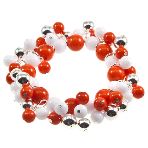 Wholesale clemson inspired bead bracelet tones white silver orange