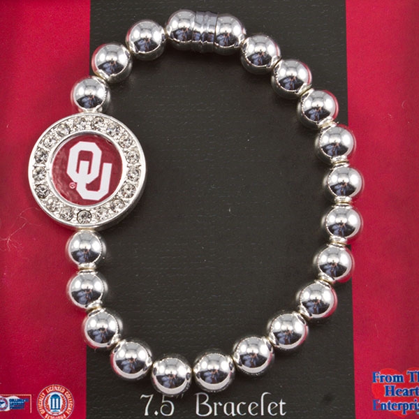 Wholesale oklahoma bracelet polished silver pearl beads crystal rhinestones