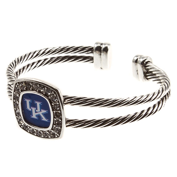 Wholesale double braided band cuff bracelet crystal rhinestones University Kentu
