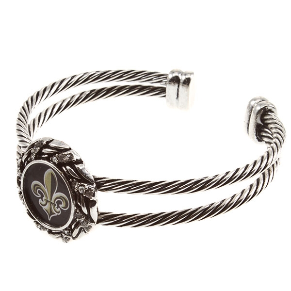 Wholesale orleans Saints double wire bracelet crystal rhinestones center logo