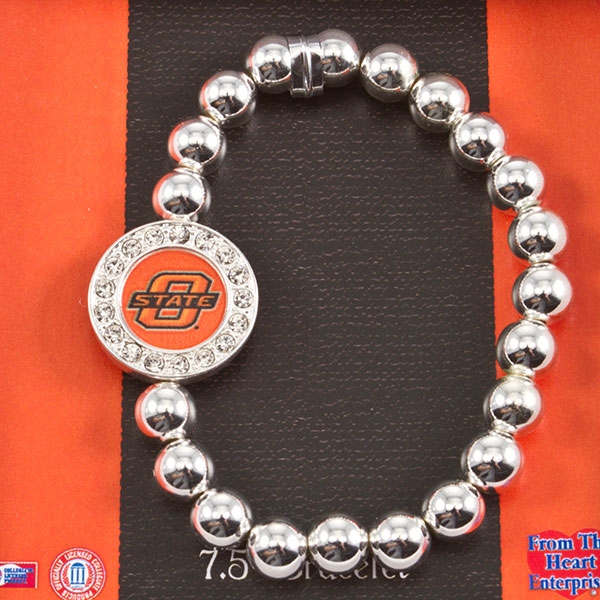 Wholesale officially licensed silver toned beaded inch stretch bracelet inch sil