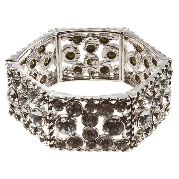 Wholesale silver bracelet covered large crystal rhinestones acrylic gemstones