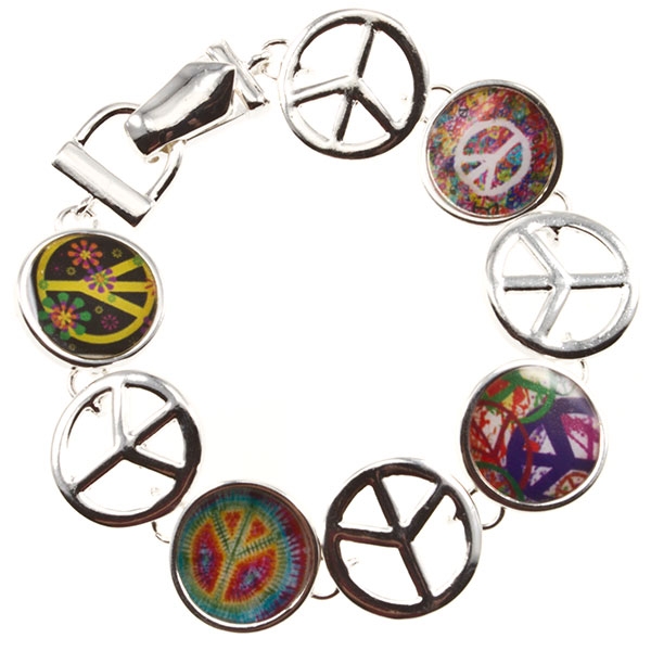 Wholesale peace sign themed bracelet vintage s color