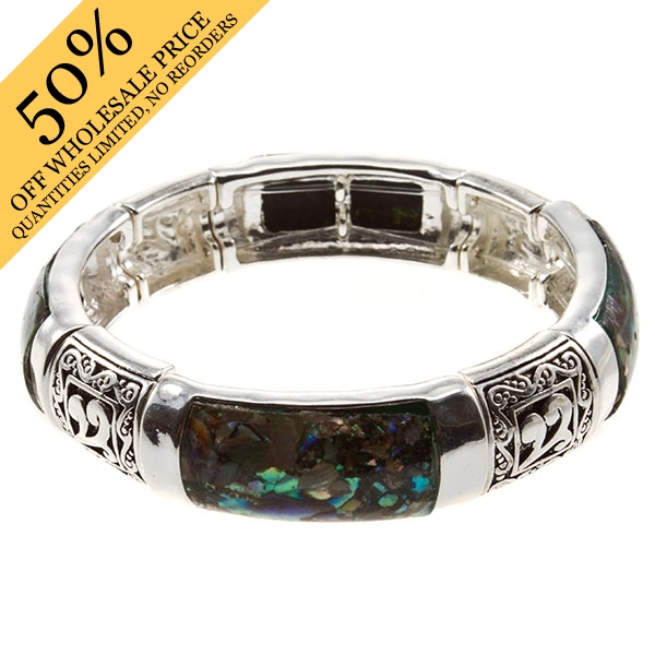 Wholesale silver bracelet abalone insets