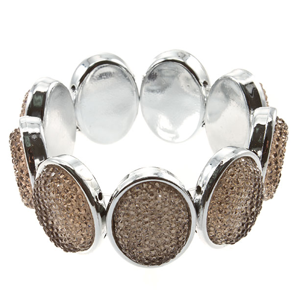 Wholesale champagne beige oval stretch bracelet icy