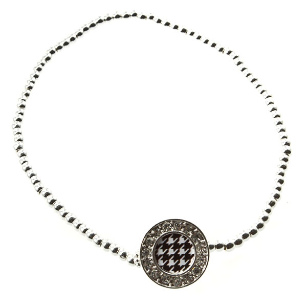 Wholesale silver beaded stretch anklet Houndstooth charm czs