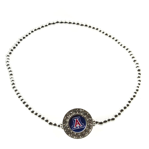 Wholesale officially licensed silver beaded stretch anklet Arizona charm czs