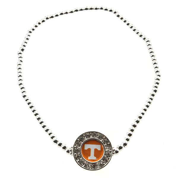 Wholesale silver beaded stretch anklet Tennessee charm czs