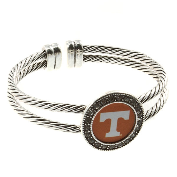 Wholesale silver toned cuff bracelet crystal rhinestones surrounding Tennessee l