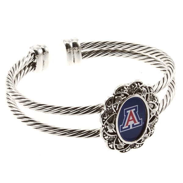 Wholesale arizona inspired silver double wired cuff bracelet logo center