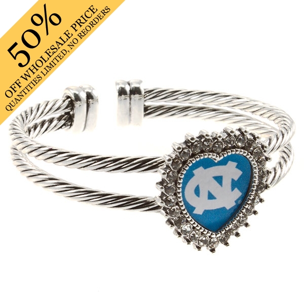Wholesale silver toned double wired cuff bracelet crystal rhinestones surroundin