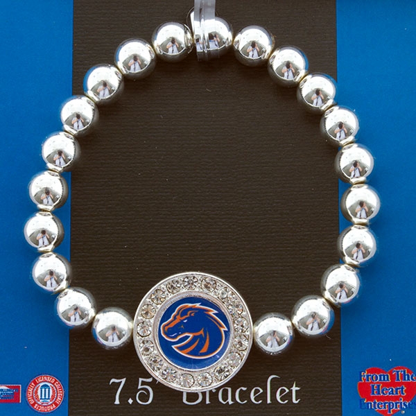 Wholesale silver bracelet circle Boise state logo czs