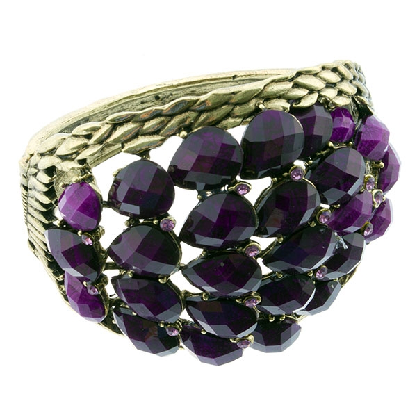 Wholesale gold hinge bracelet amethyst faceted stones