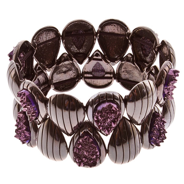 Wholesale gun metal teardrop bracelet dark amethyst clusters