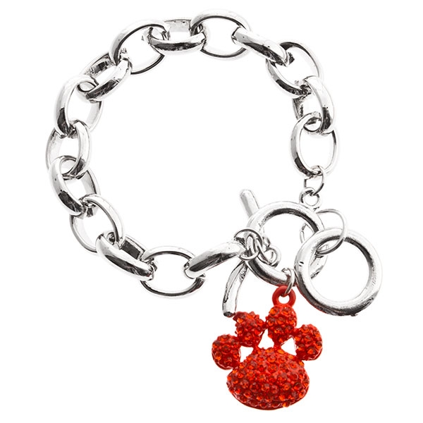 Wholesale silver link bracelet orange paw charm