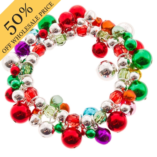 Wholesale multi colored holiday bracelet assorted beads