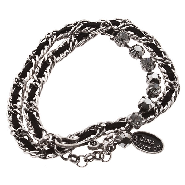 Wholesale silver bracelet black cord weave oval charm