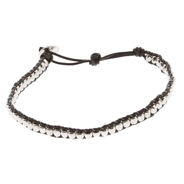 Wholesale silver cord bracelet silver bead insets