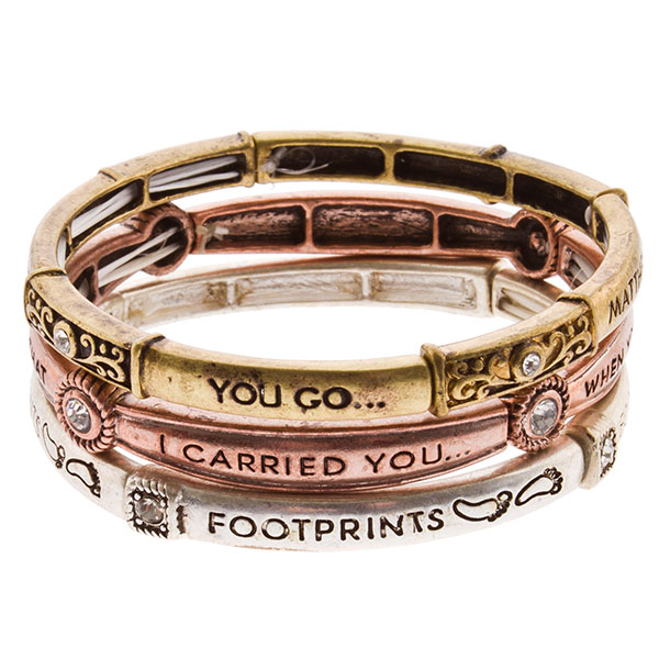 Wholesale inspirational bangle bracelet tri finish