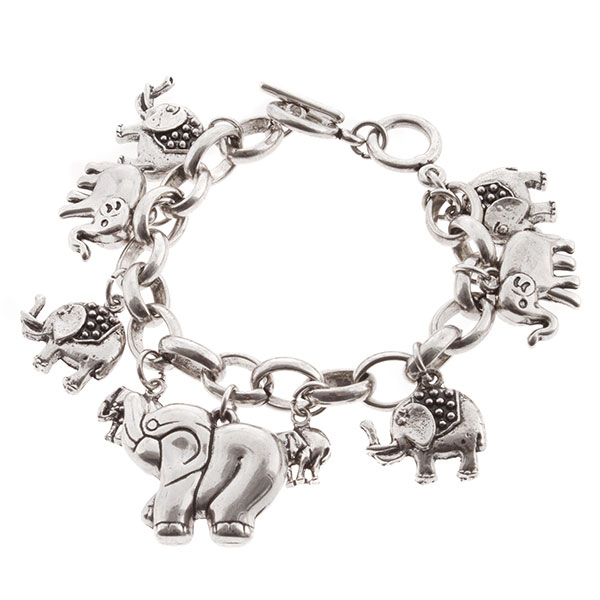 Wholesale silver charm bracelet assorted elephants
