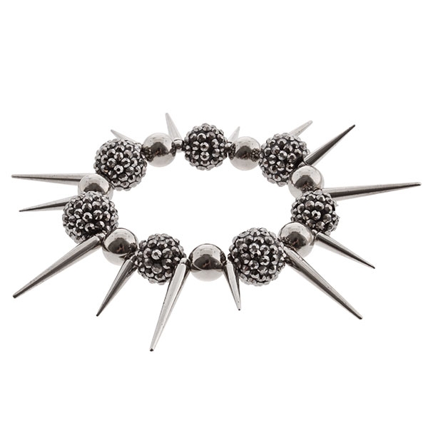 Wholesale silver bracelet clusters silver beads pointed spikes