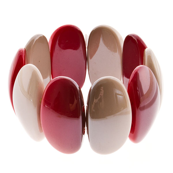 Wholesale acrylic stretch bracelet large ovals tones champagne cranberry