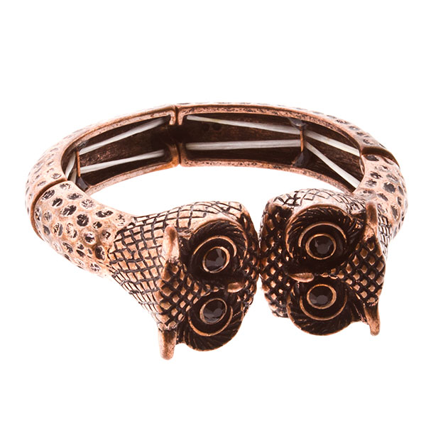 Wholesale chocolate gold hinge bracelet dual owls focals