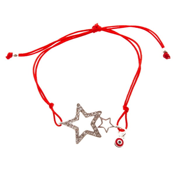 Wholesale red cord bracelet stars outlined crystal rhinestones