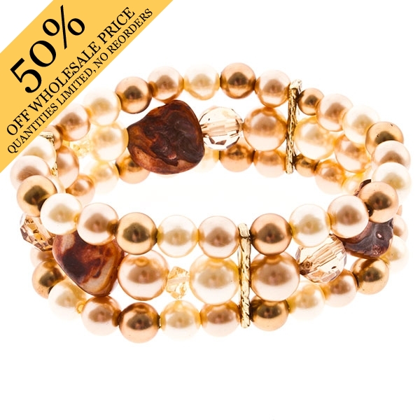Wholesale pearl bead bracelet champagne tones