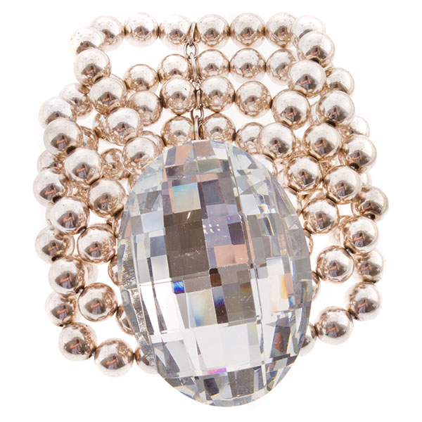 Wholesale silver pearl bead bracelet faceted crystal