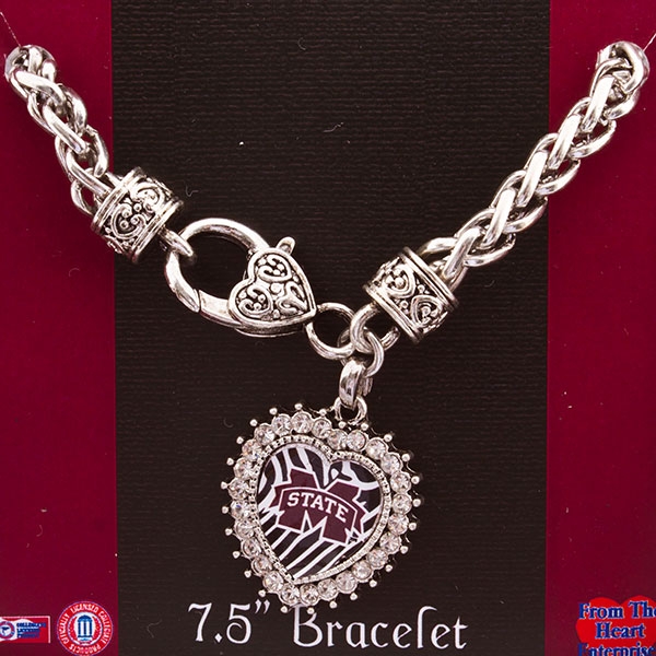 Wholesale inch Silver toned designer inspired lobster clasp bracelet inch heart