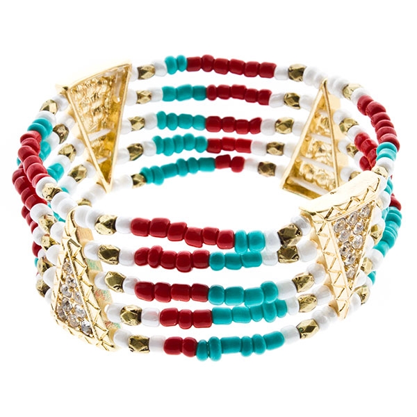 Wholesale multi colored bead bracelet rhinestone accents