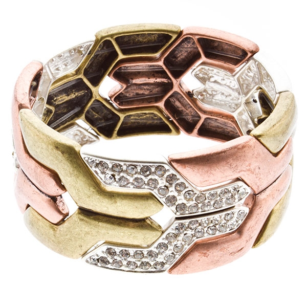Wholesale dual bracelet modern abstract crystal rhinestone accents