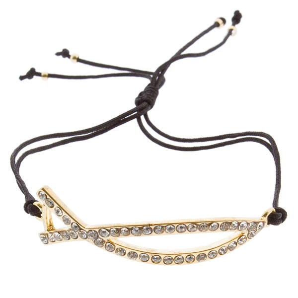 Wholesale black cord bracelet abstract gold cross crystal rhinestones