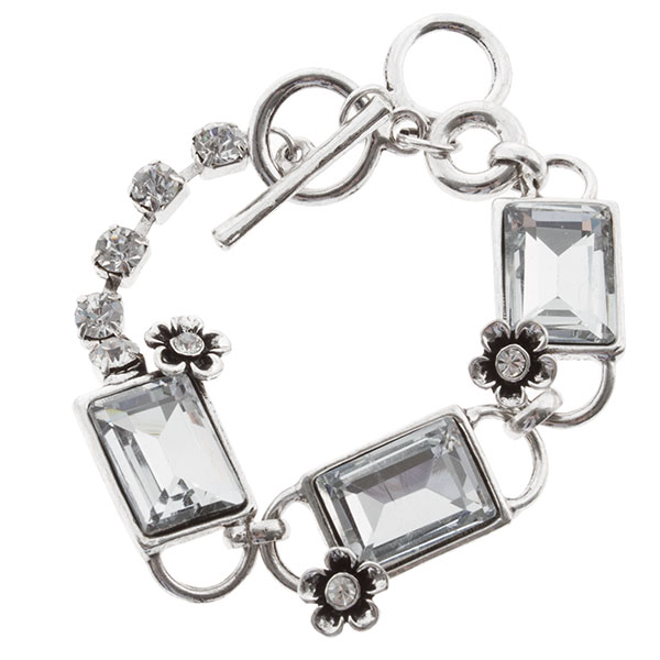Wholesale inch silver bracelet rectangle links faceted crystal rhinestones tiny