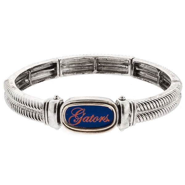 Wholesale silver stretch bracelet Gators script top school colors