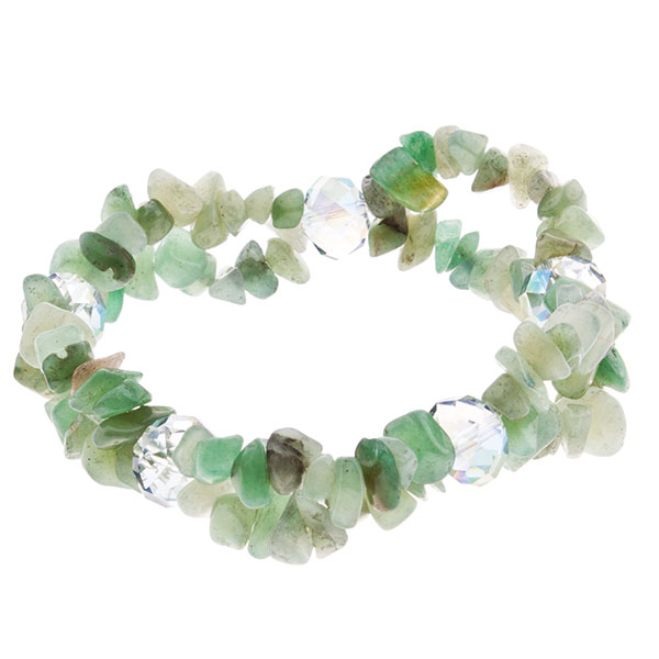 Wholesale double strand bracelet green aventurine beads gathered transparent blu