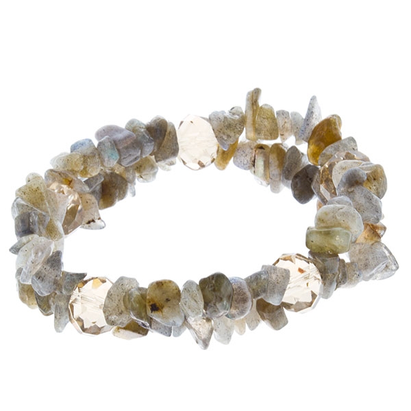 Wholesale double strand bracelet smokey quartz beads gathered transparent green
