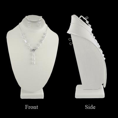 Wholesale white Faux Leather Finish Necklace Earrings Ring Display White hook at
