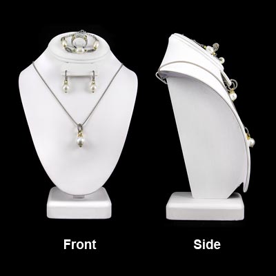 Wholesale white faux Leather Finish Necklace Earrings Ring Display White hook at